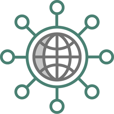 Global connected cloud software icon