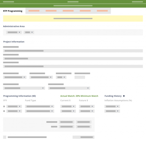Transportation planning project software long-range planning module